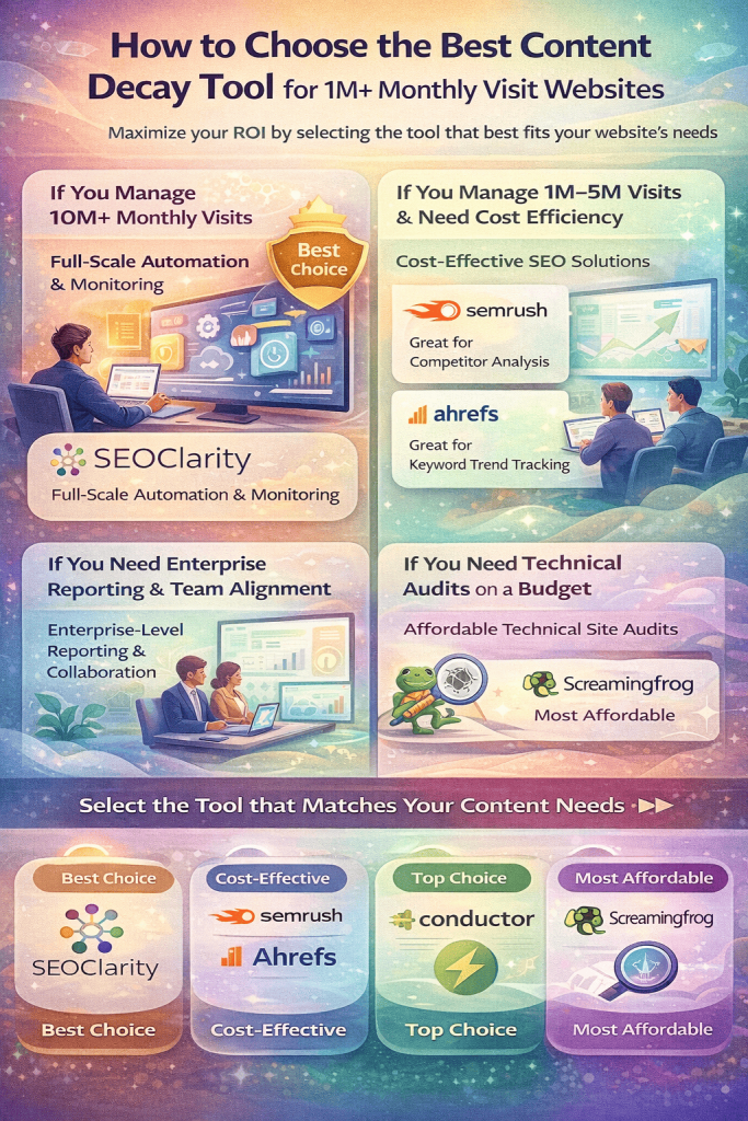 Choosing the right content decay tool based on requirement - an infographic