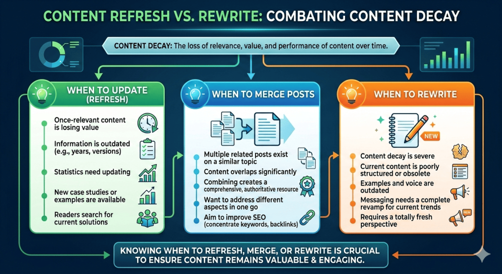 The "Content Refresh vs Rewrite" Decision: an infographic