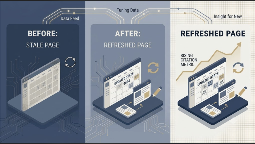 Content refresh workflow lifting AI citations over twelve weeks